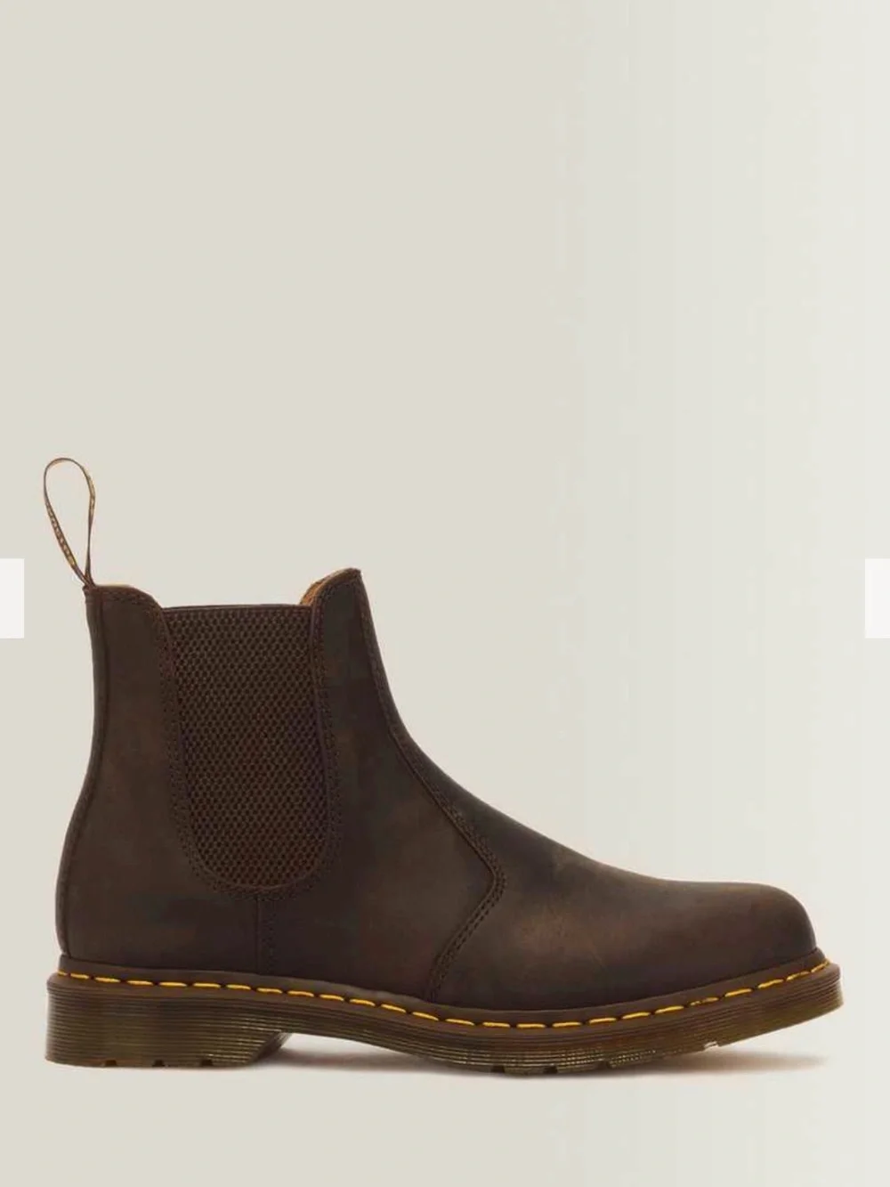 Dr. Martens Brown Leather Chukka Chelsea Boots with Yellow Stitching